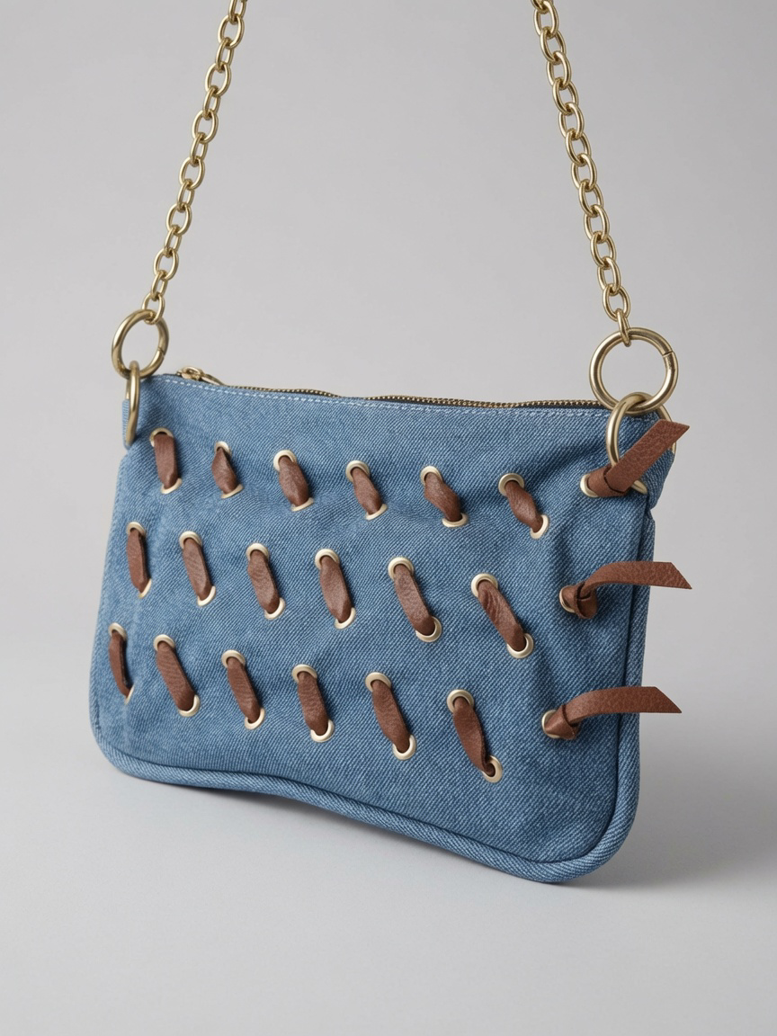 Alice Crossbody Bag, Denim Printed Woven Bag