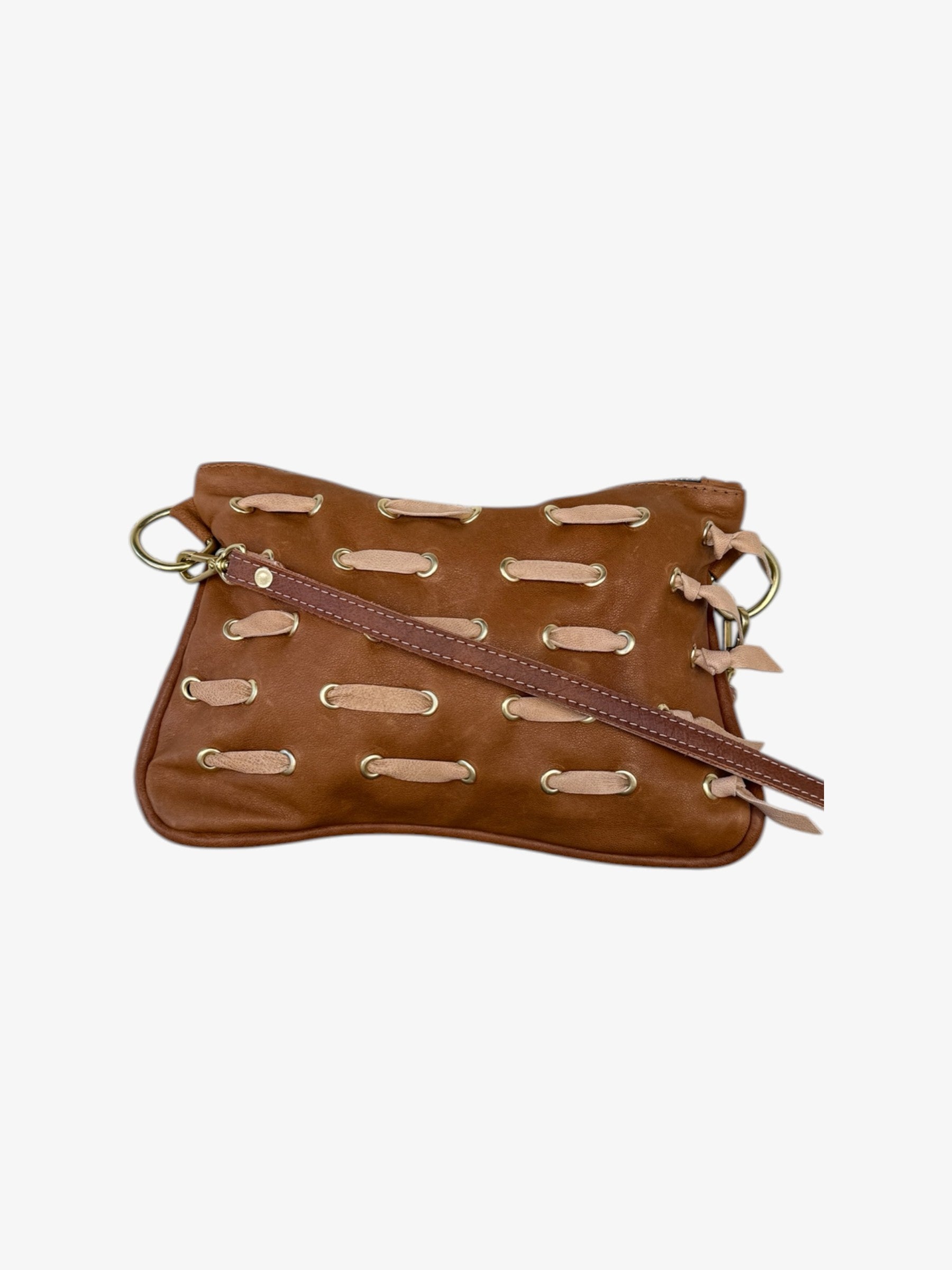 Alice Crossbody Bag, Brass Eyelet/Brown Leather