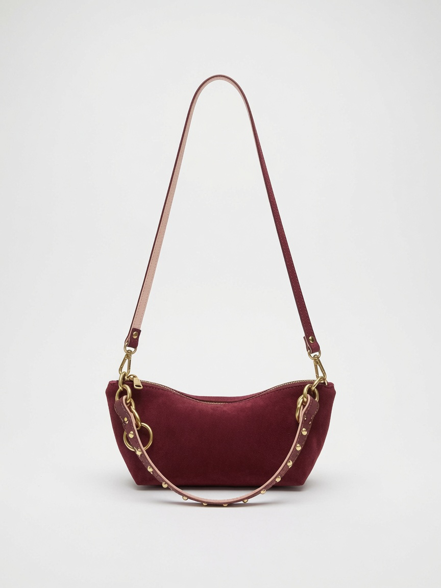 Baby Blair Shoulder Bag, Burgundy Suede