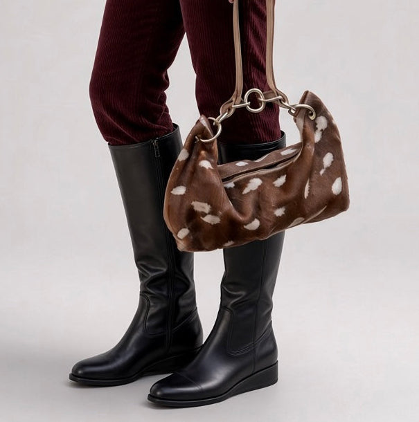 Blair Shoulder Bag, Fawn Print Calf Hair