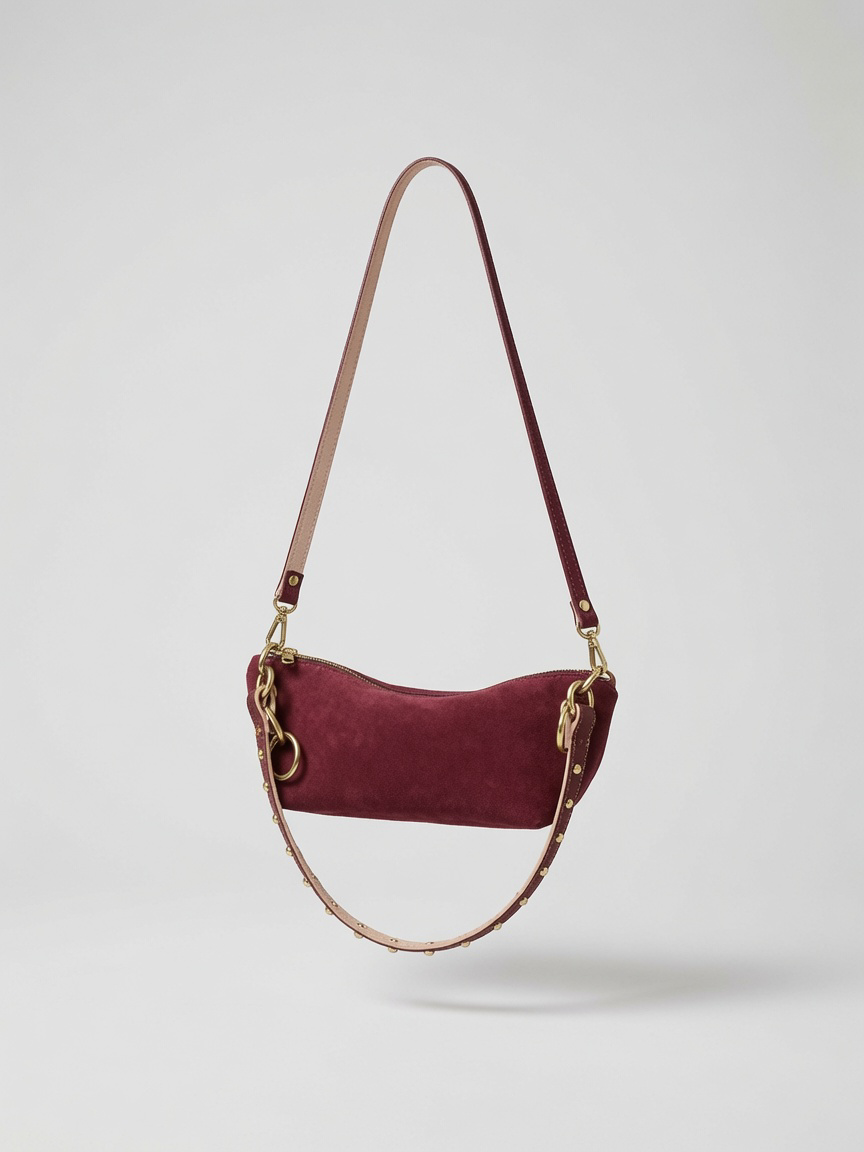 Baby Blair Shoulder Bag, Burgundy Suede