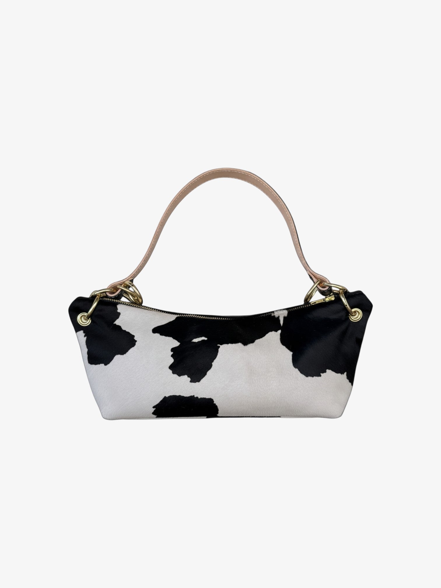 Blair-East West Shoulder Bag, Cow Print-Black