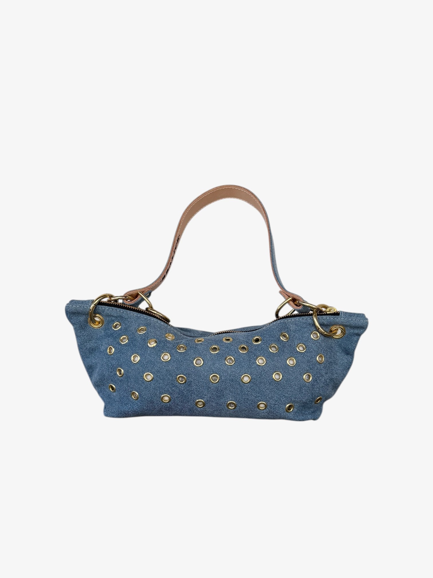 Blair-East West Shoulder Bag, Grommet/Denim Leather
