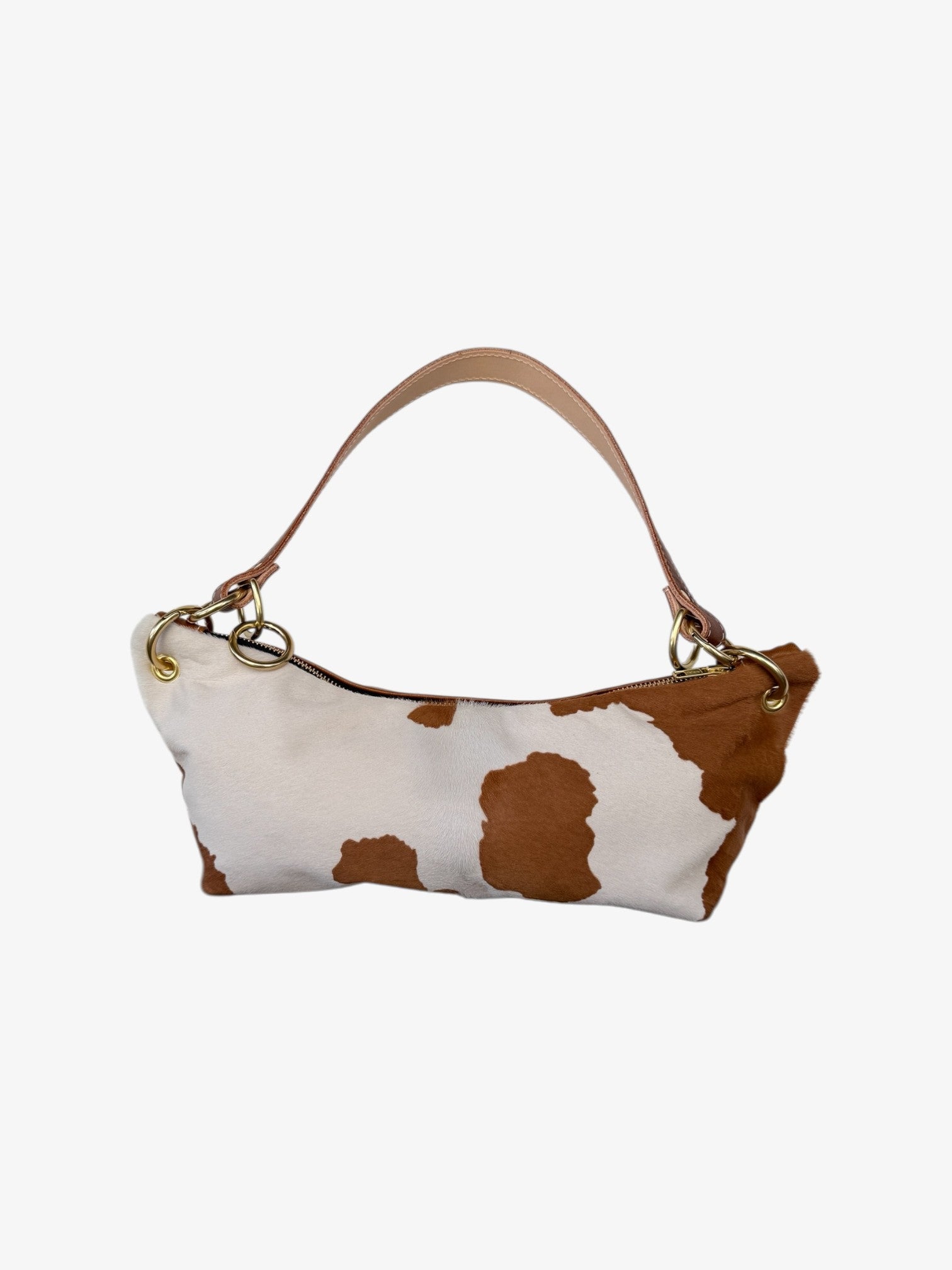 Blair -East West Shoulder Bag, Cow Print -Light Brown