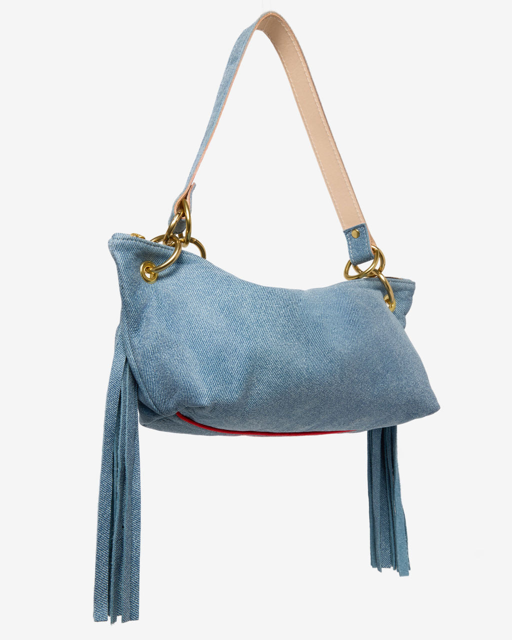 Blair Shoulder Bag, Denim-Printed Leather/Fringe