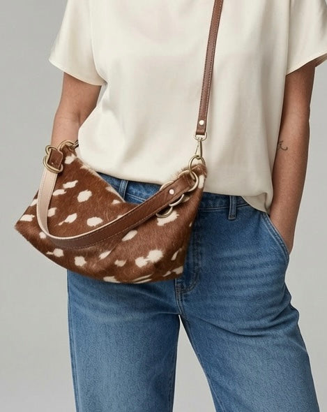 Blair Shoulder Bag, Fawn Print Calf Hair