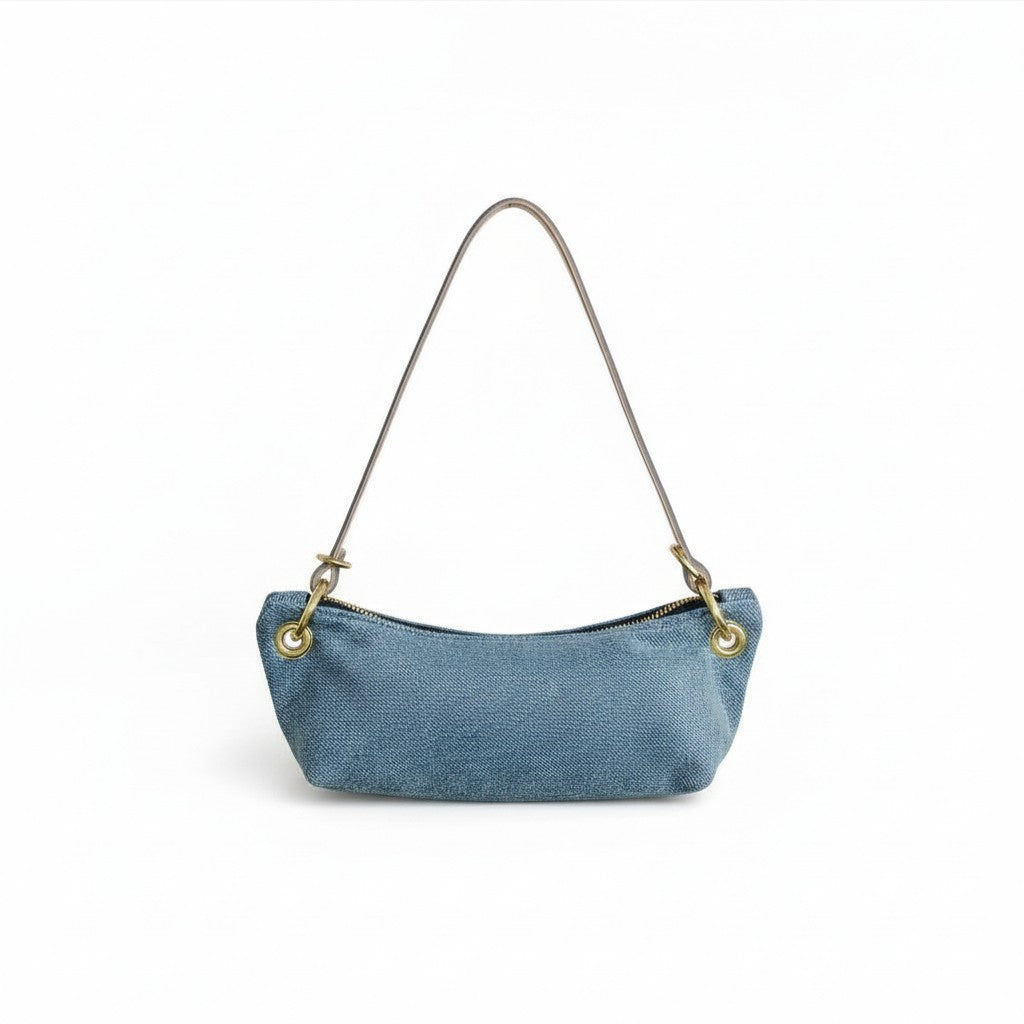 Baby Blair-East West Shoulder Bag, Denim Leather
