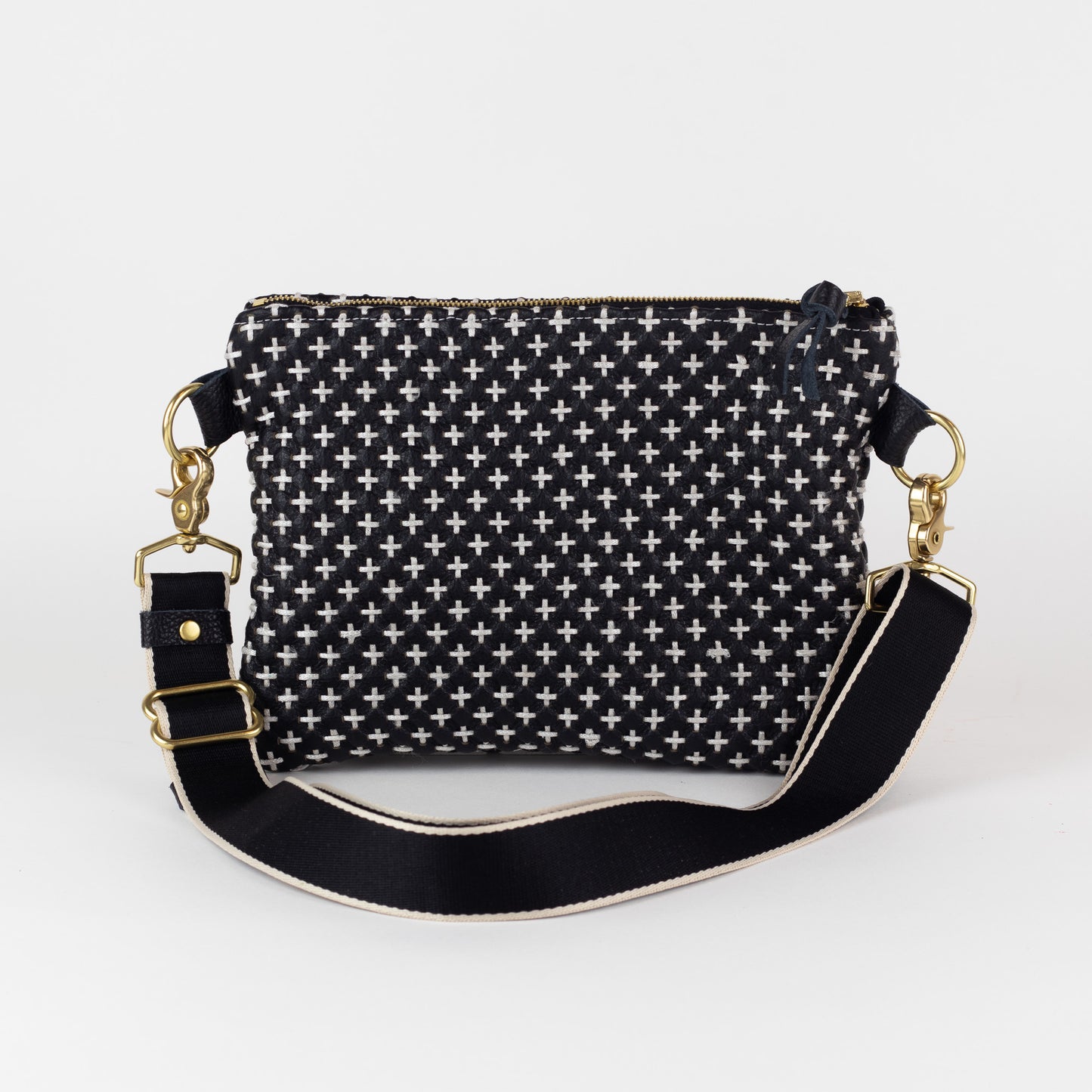 Alice - Black and White Woven Italian leather