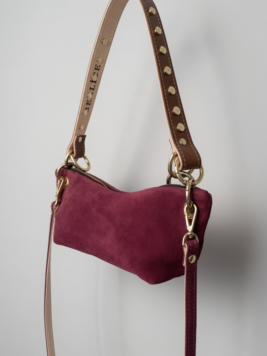 Baby Blair Shoulder Bag, Burgundy Suede