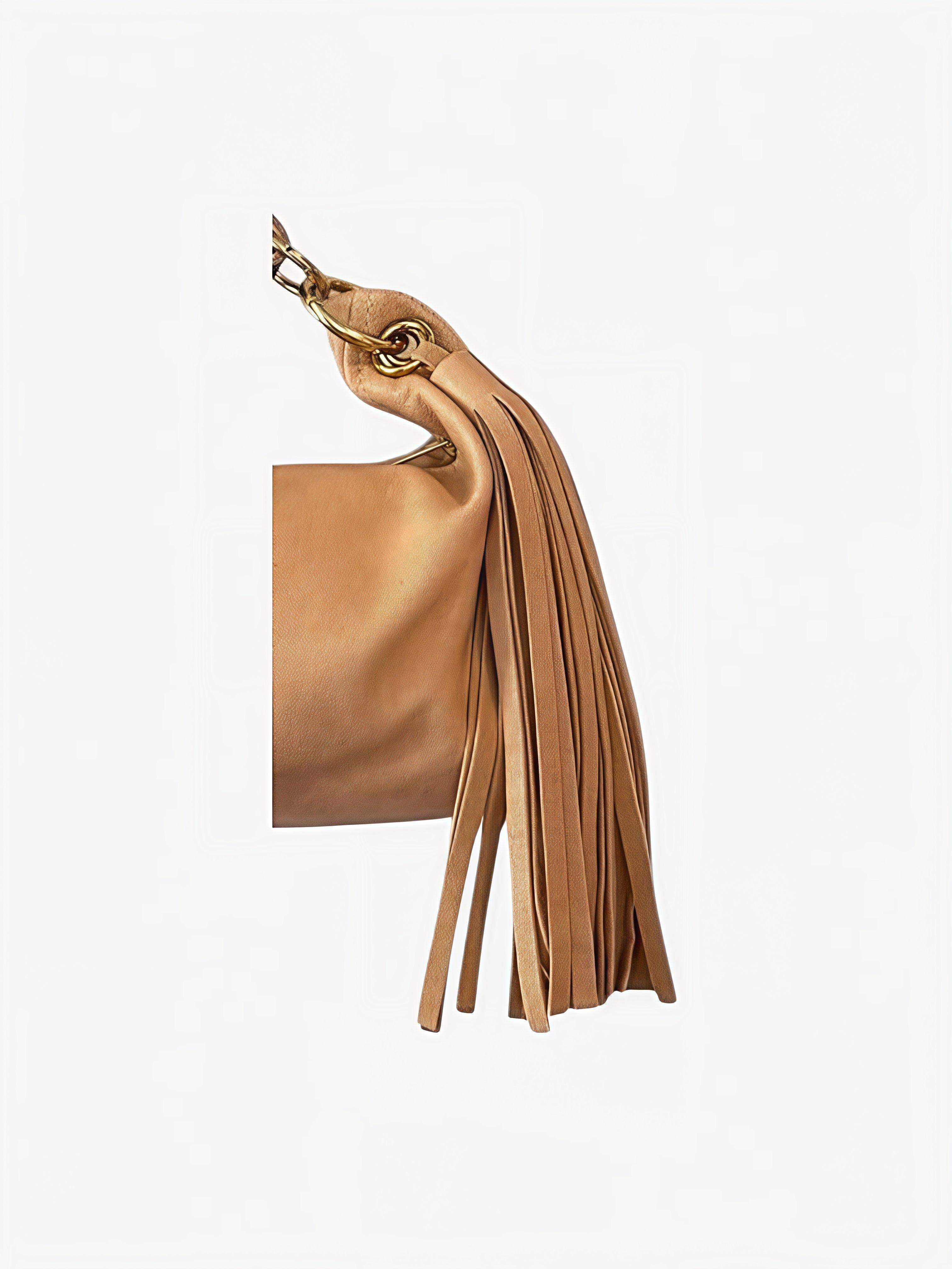 Blair-East West Shoulder Bag, Camel Leather/Tassels