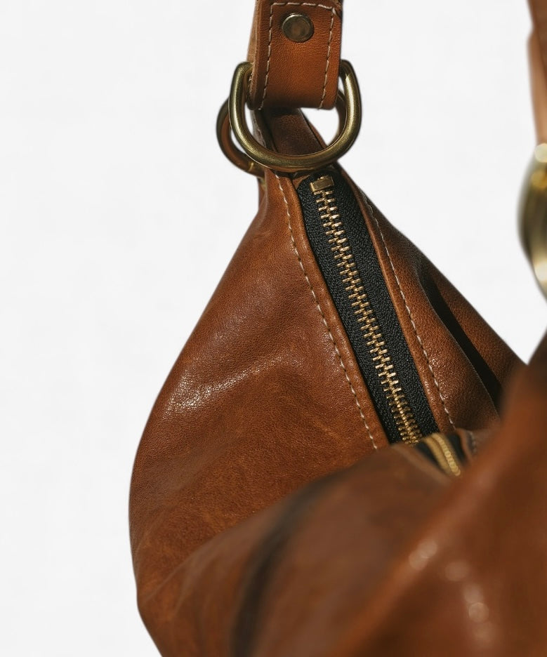 Blair-East West Shoulder Bag, Brown Leather