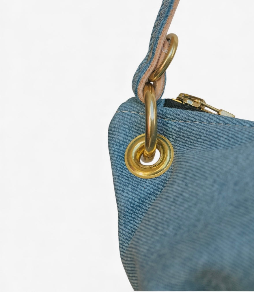 Baby Blair-East West Shoulder Bag, Denim Leather