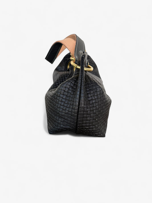 Baby Blair-East West-Woven Black Leather