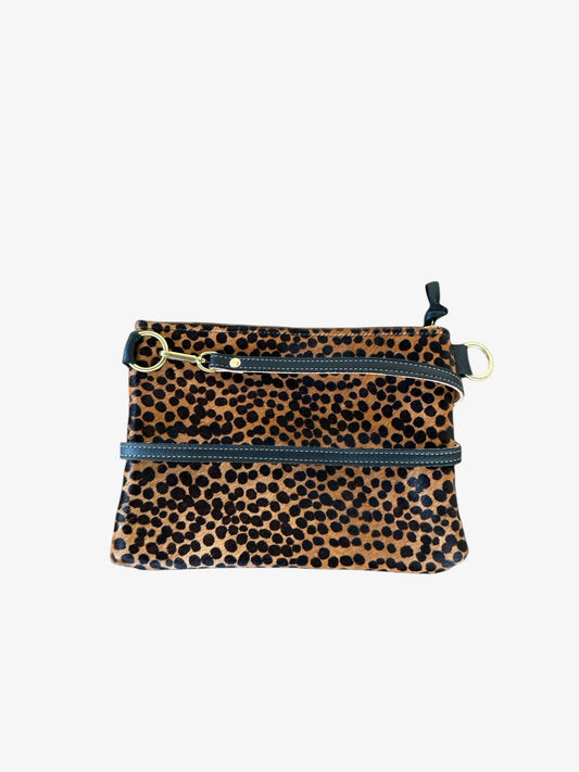 Alice -Black Leather/calf hair cheetah print