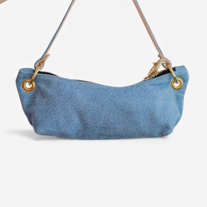 Baby Blair-East West Shoulder Bag, Denim Leather