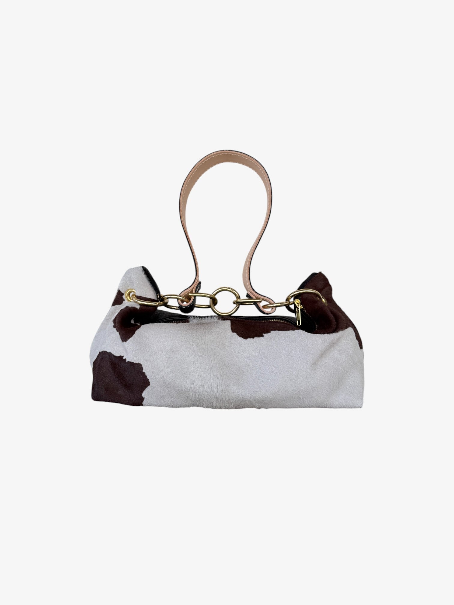 Blair -East West Shoulder Bag, Cow Print- Dark Brown
