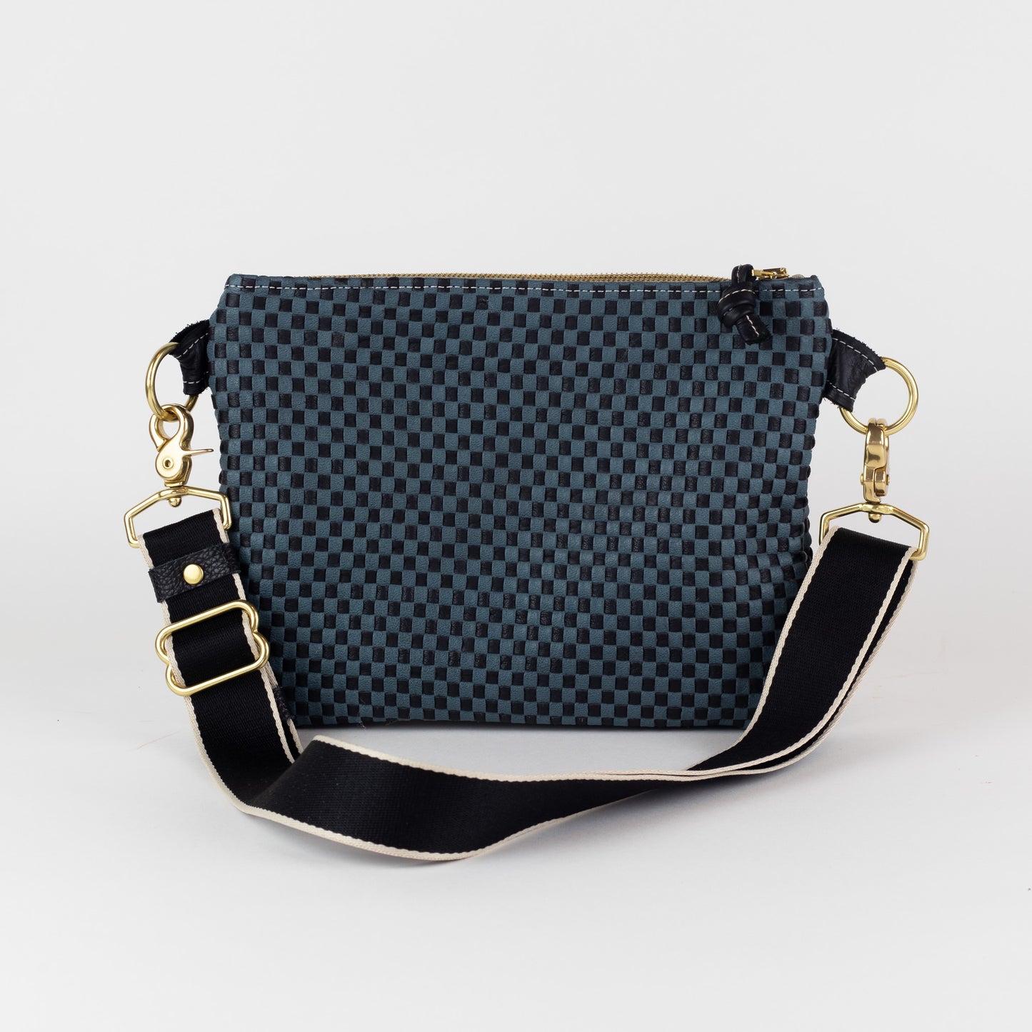 Alice -Black and Blue Checked Italian Leather