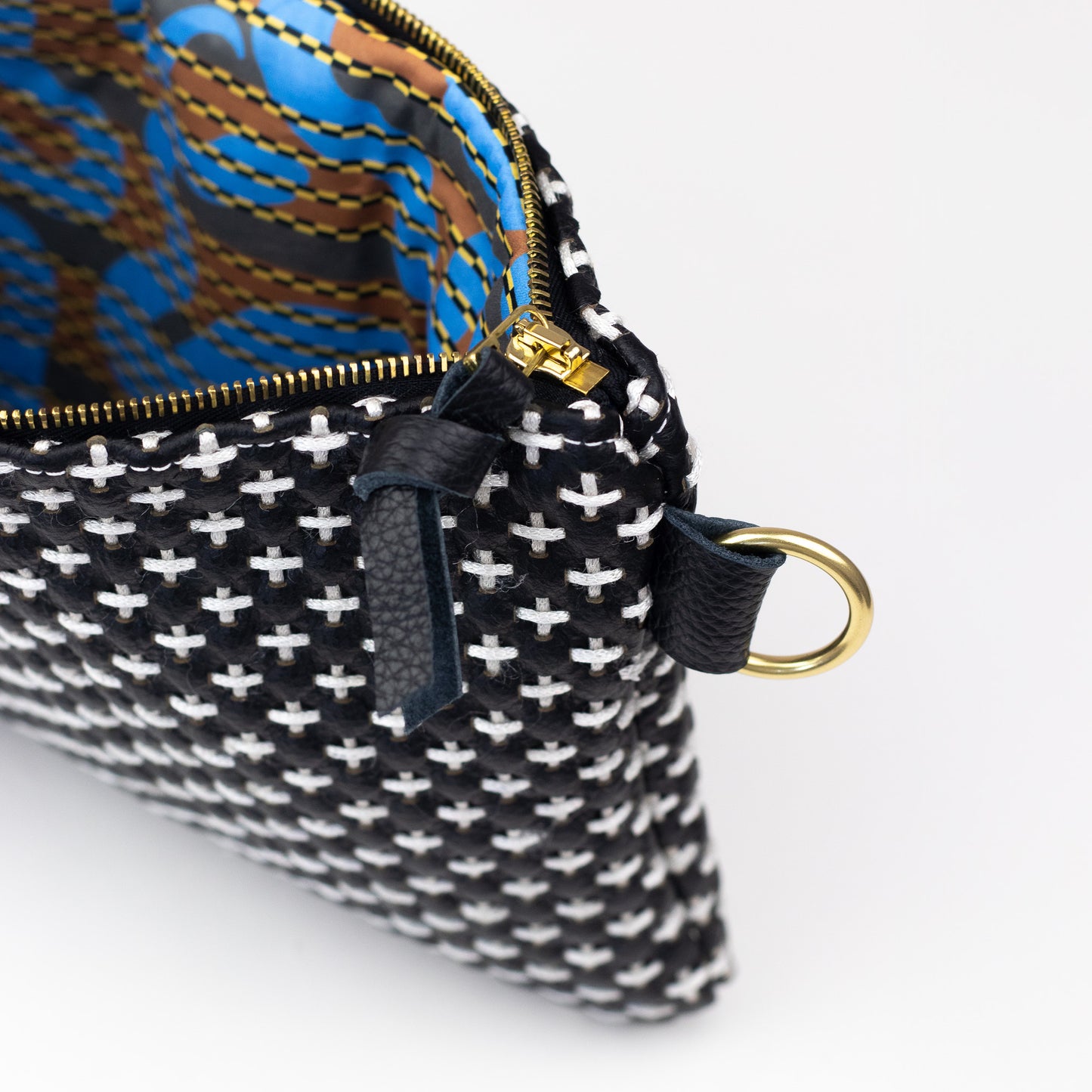 Alice - Black and White Woven Italian leather