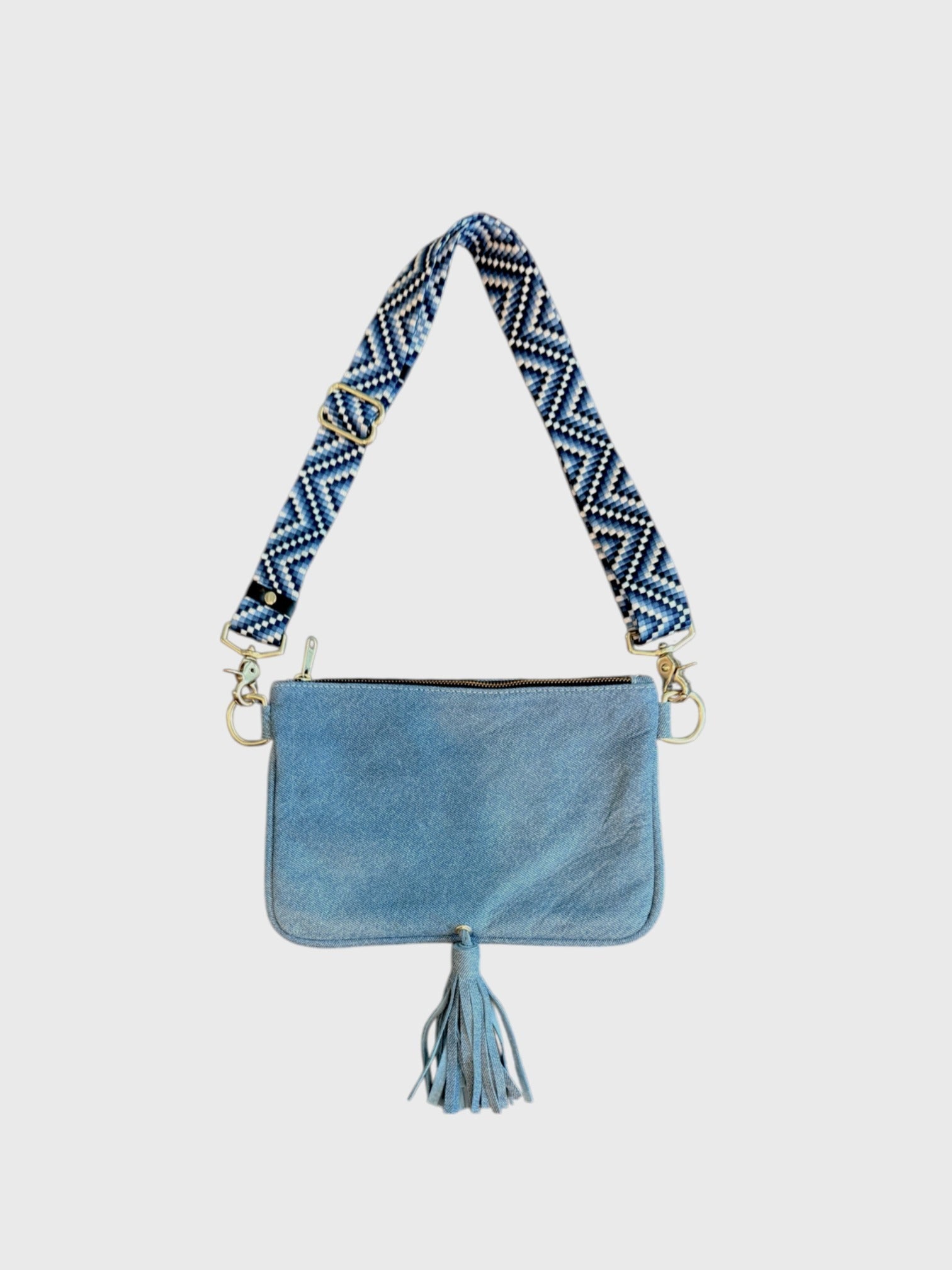 Alice Crossbody, Denim Printed Leather/Tassel