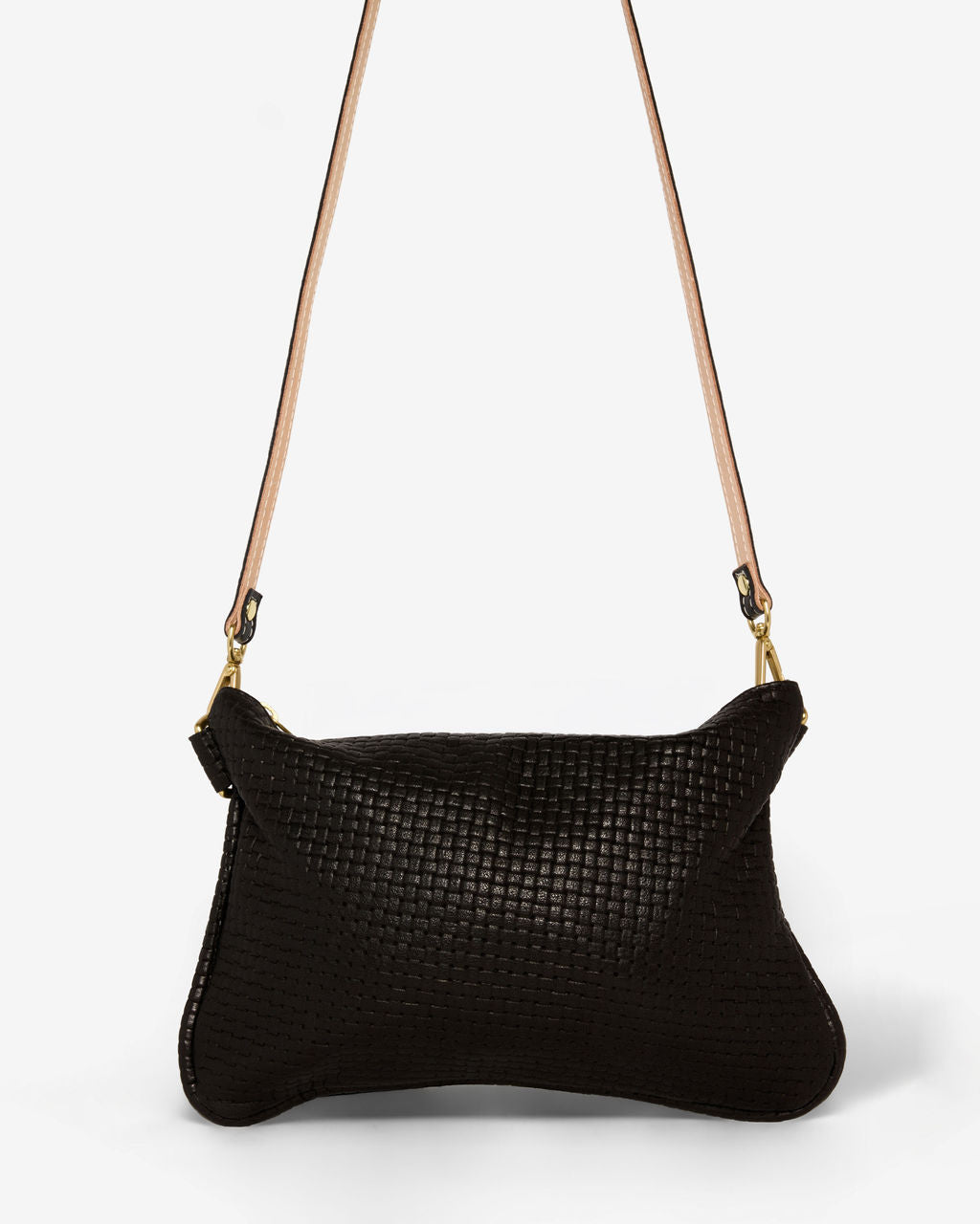 Alice Crossbody Bag, Black Embossed Leather