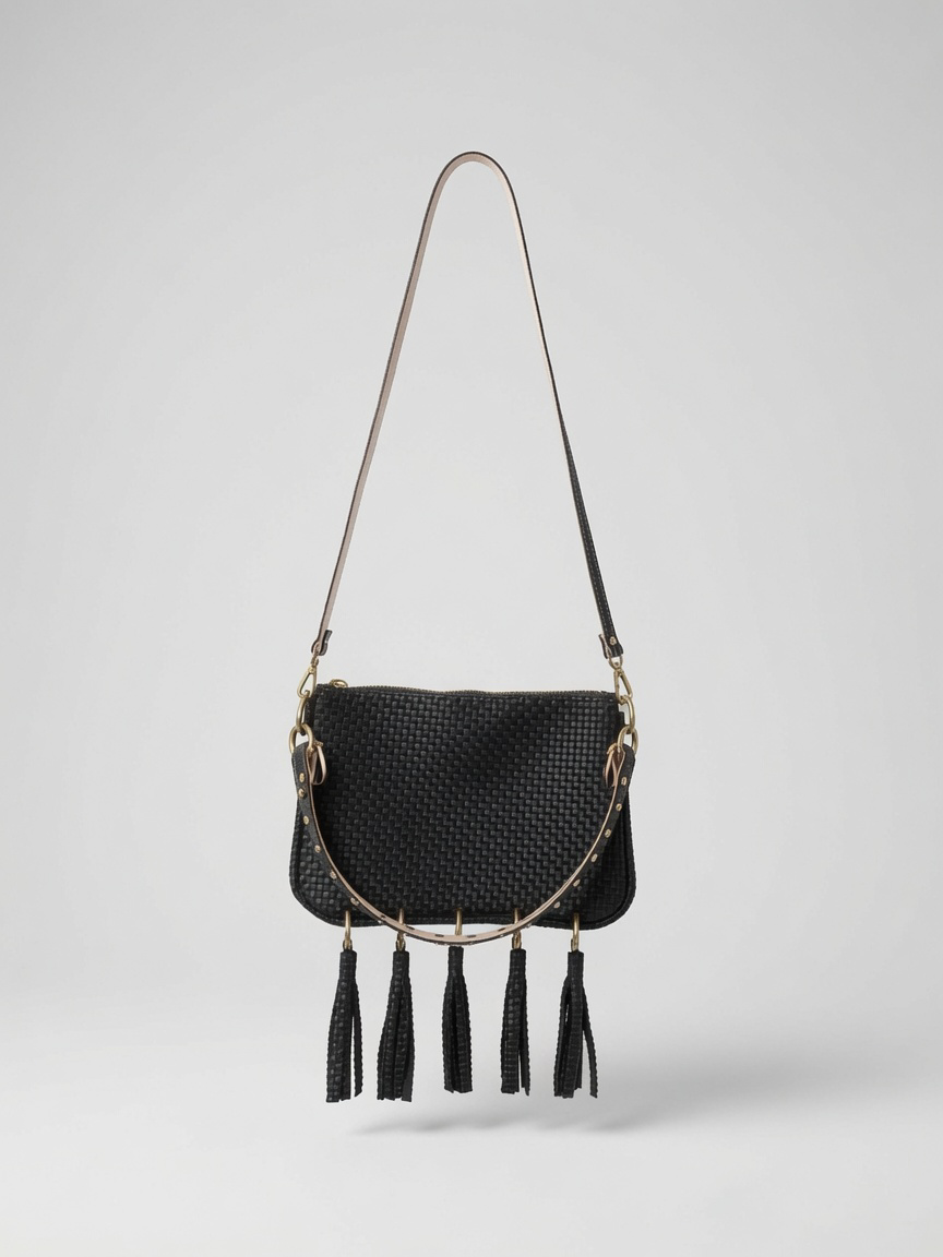 Alice Embossed Tassel Black