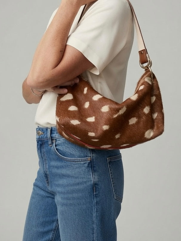 Blair Shoulder Bag, Fawn Print Calf Hair