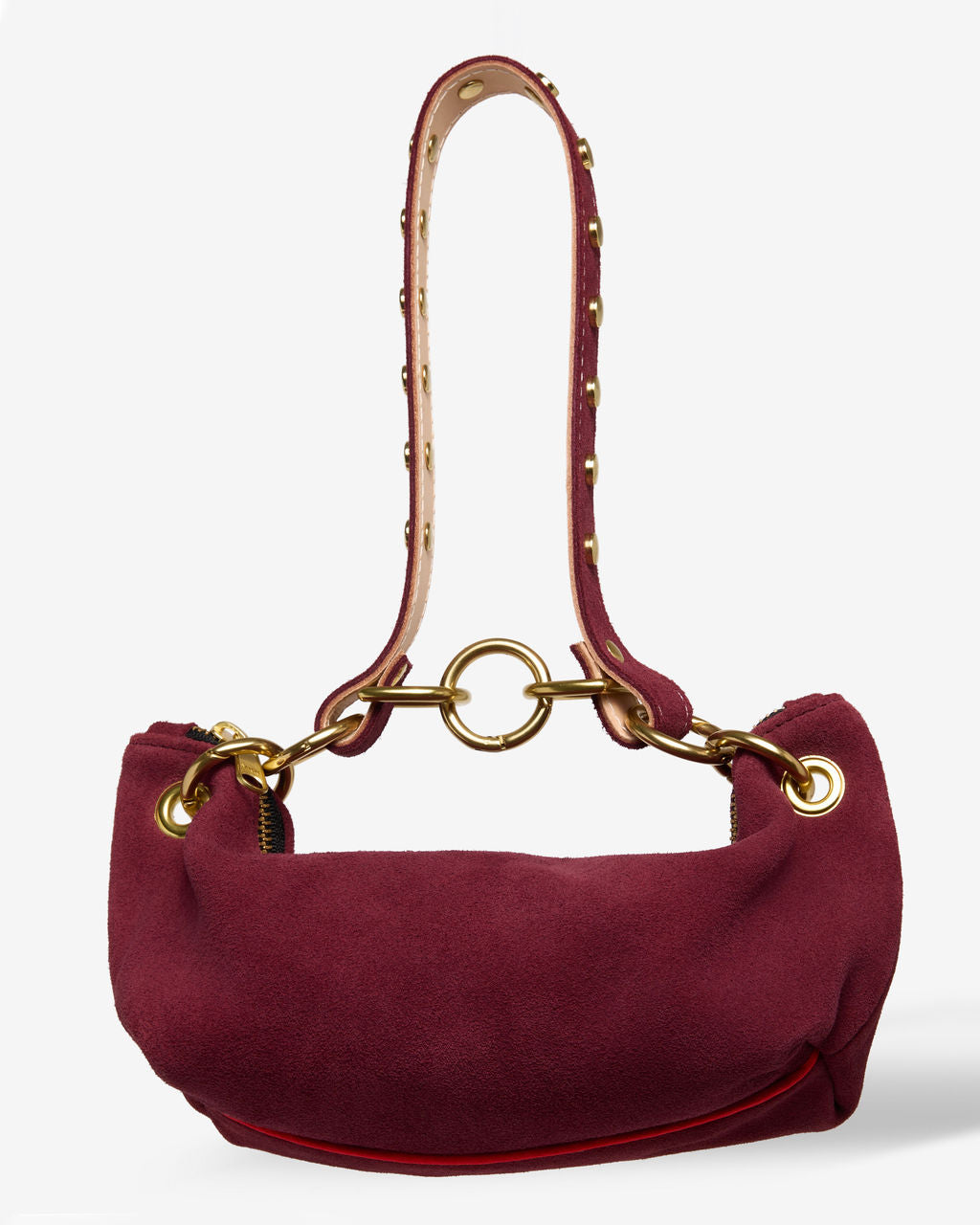 Baby Blair Shoulder Bag, Burgundy Suede