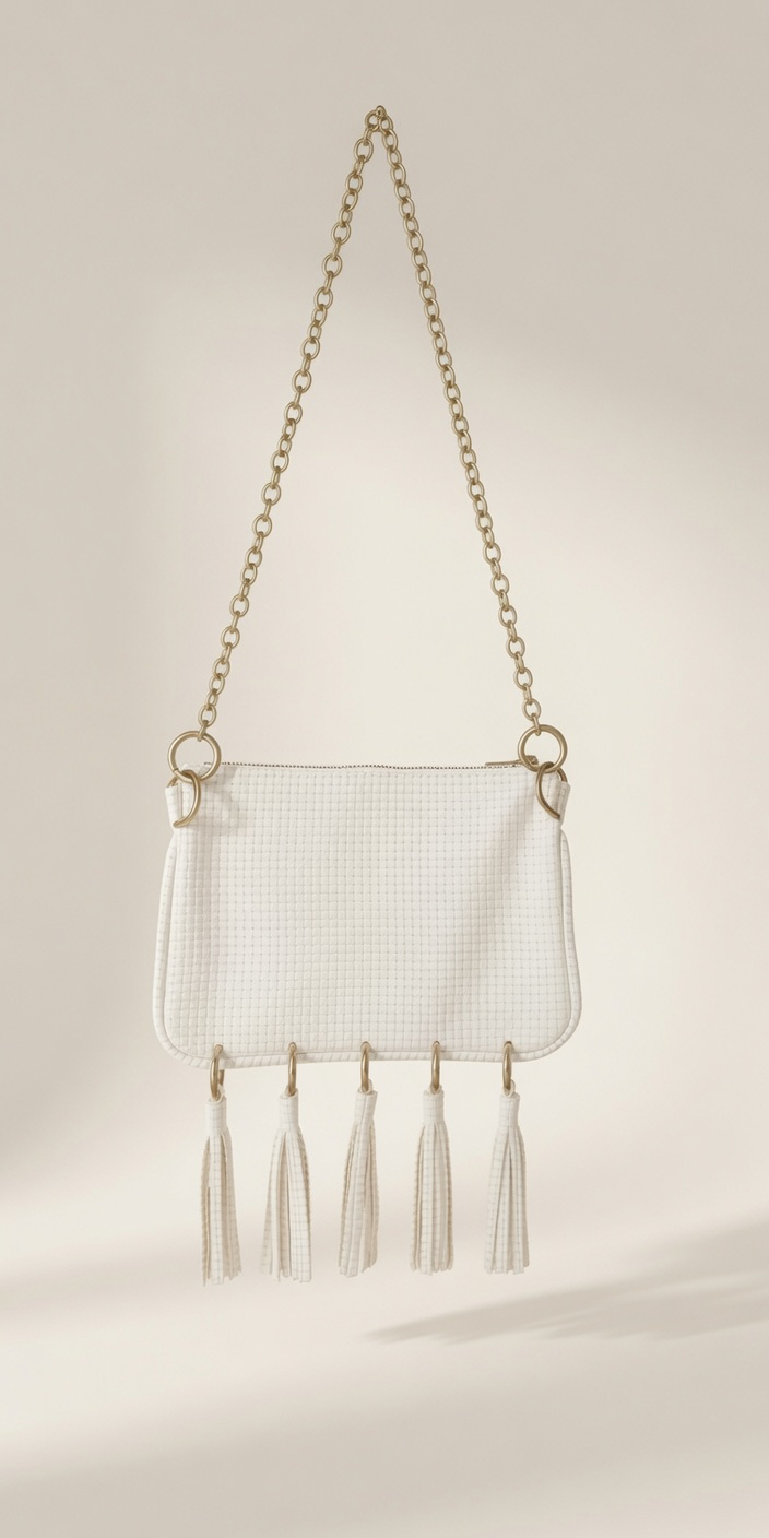 Alice Crossbody, Cream Embossed Leather/Tassels