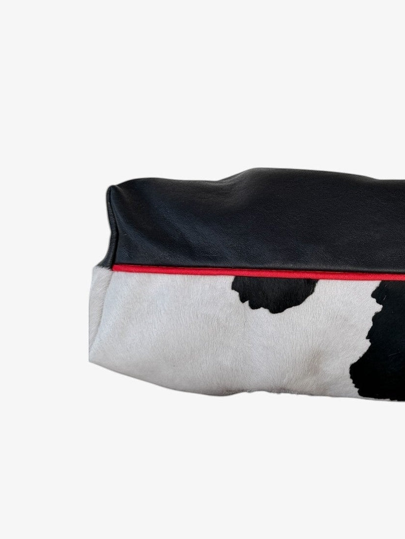 Blair Shoulder Bag, Cow Print Hair-On Hide-Black Leather