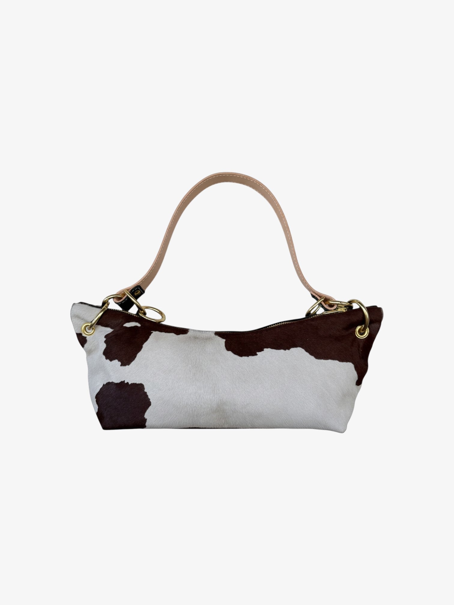 Blair -East West Shoulder Bag, Cow Print- Dark Brown