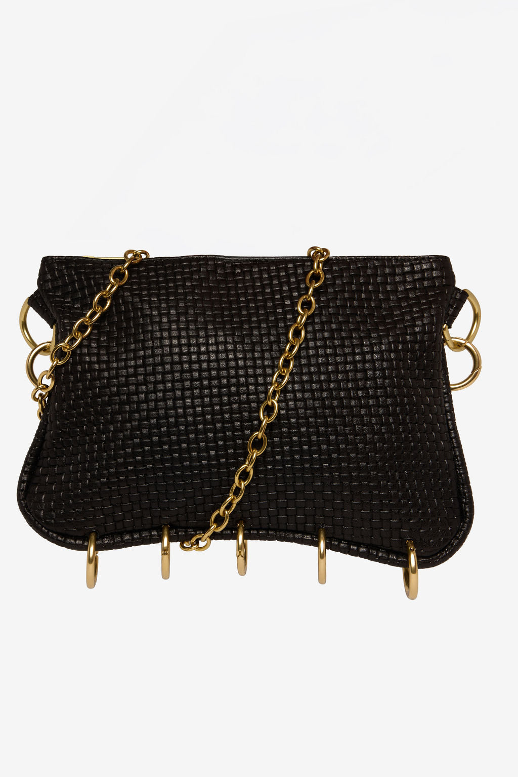 Alice Crossbody, Black Embossed Leather/Tassels