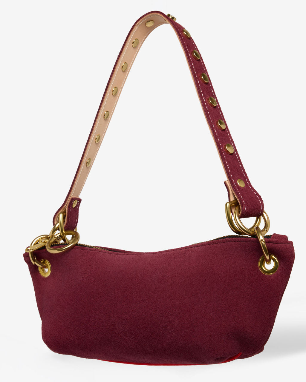 Baby Blair Shoulder Bag, Burgundy Suede