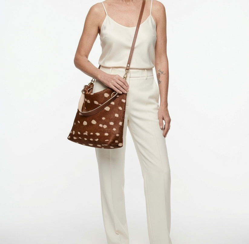 Blair Tote, Fawn Print Calf Hair