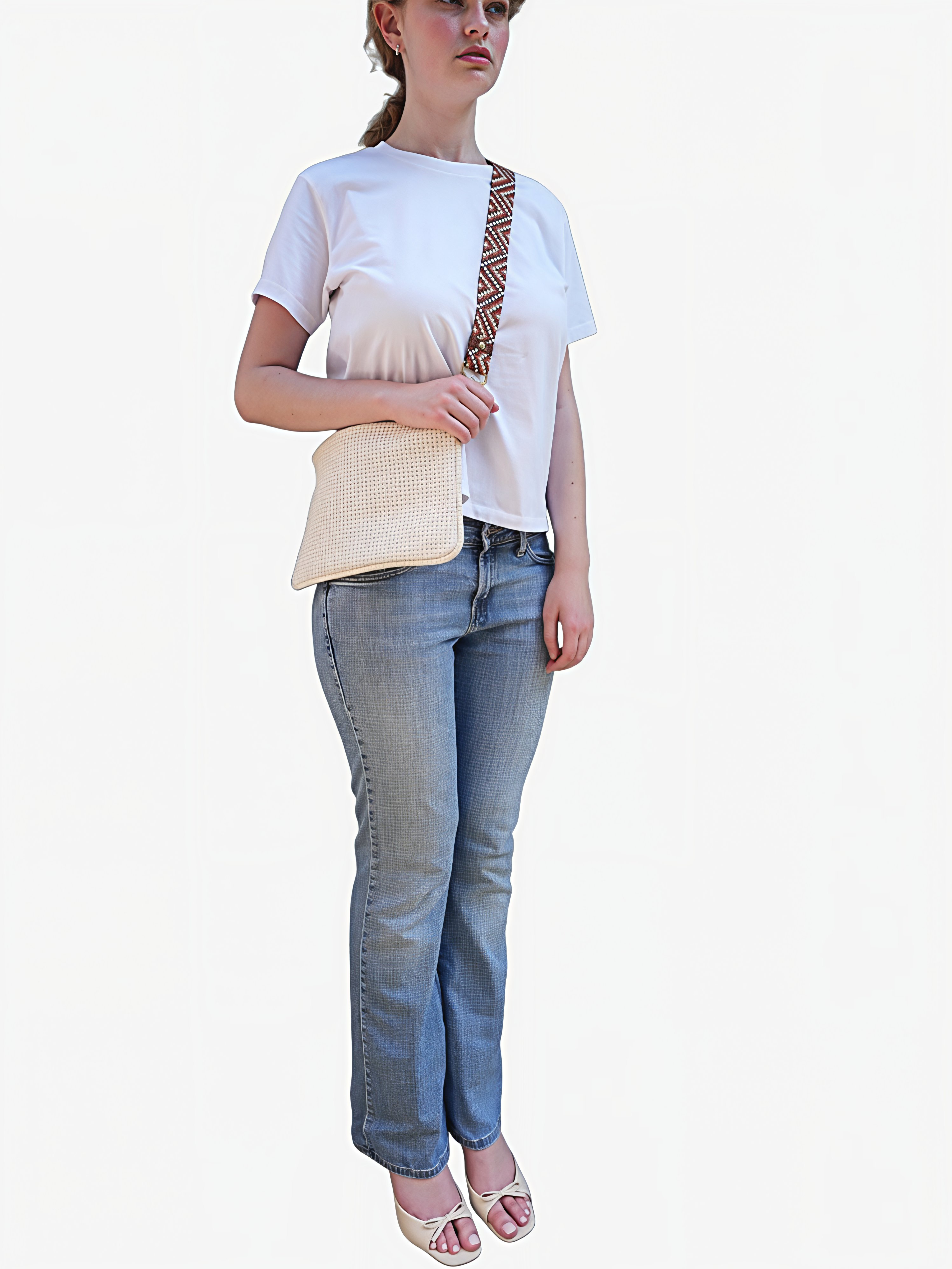 Alice Crossbody Bag, Cream Embossed Leather