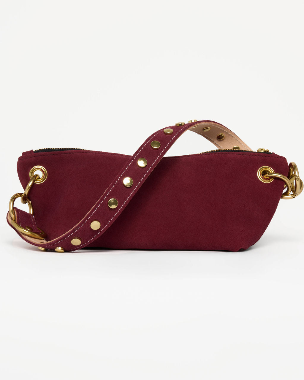 Baby Blair Shoulder Bag, Burgundy Suede