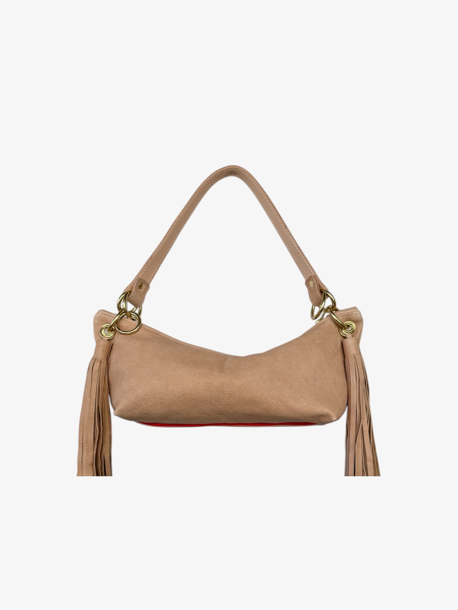 Blair Shoulder Bag, Camel Leather/Tassels