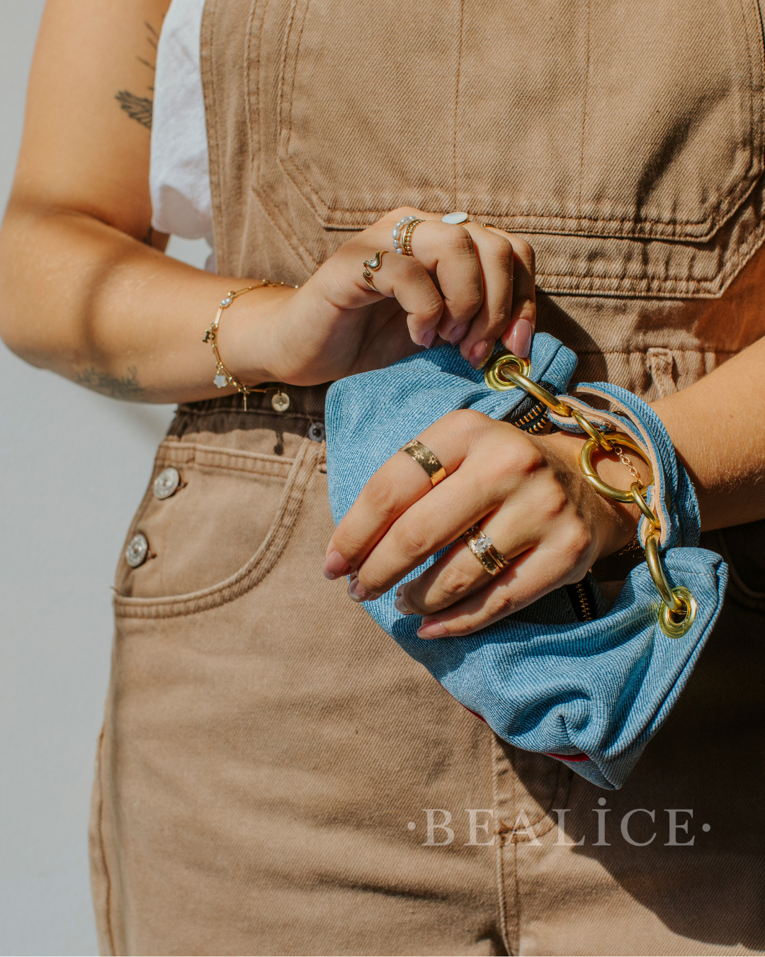 Baby Blair-East West Shoulder Bag, Denim Leather