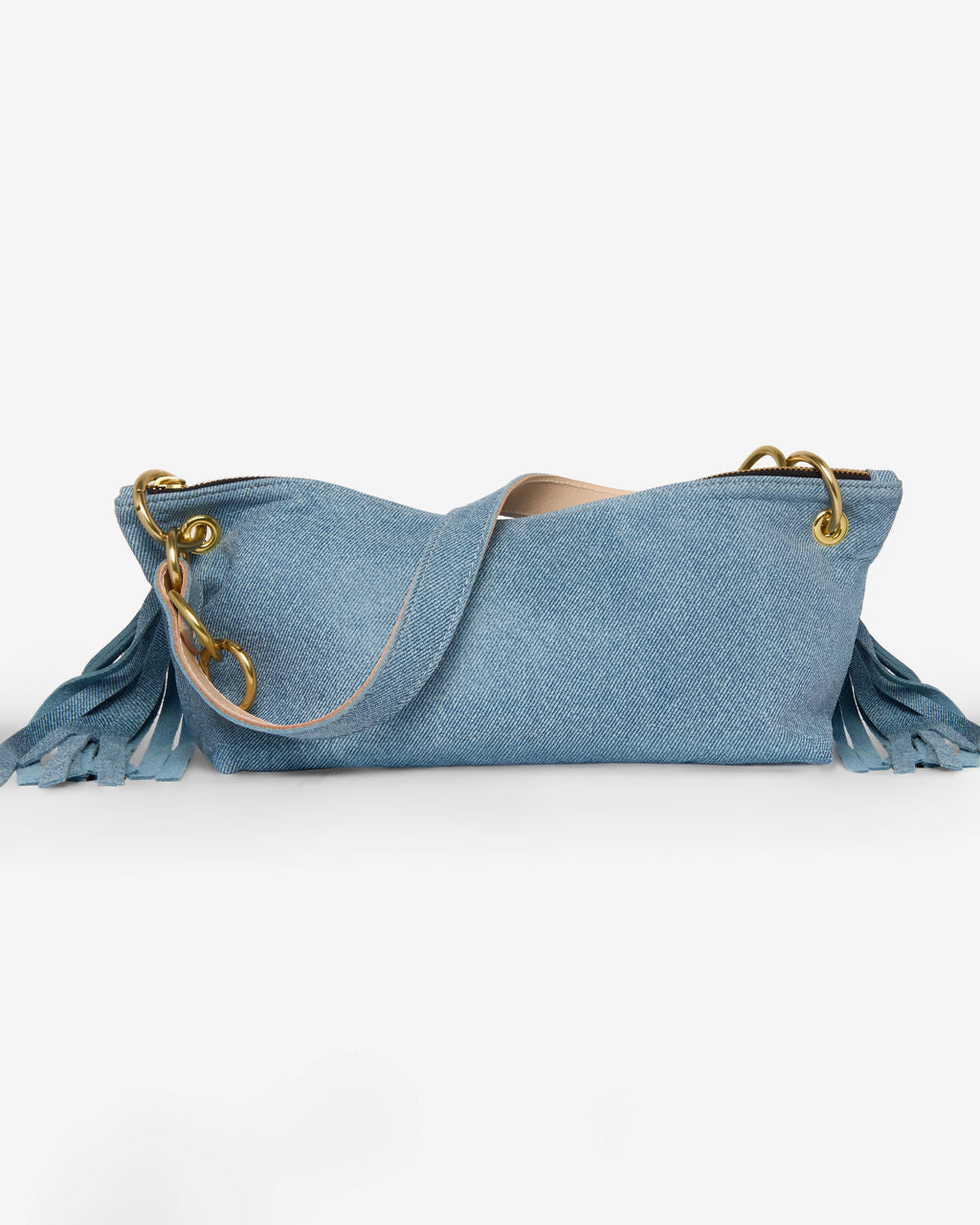 Blair Shoulder Bag, Denim-Printed Leather/Fringe