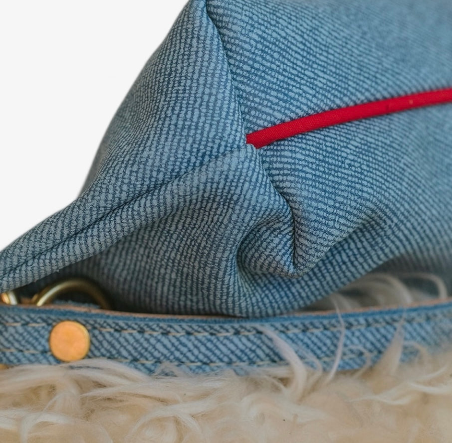 Baby Blair-East West Shoulder Bag, Denim Leather