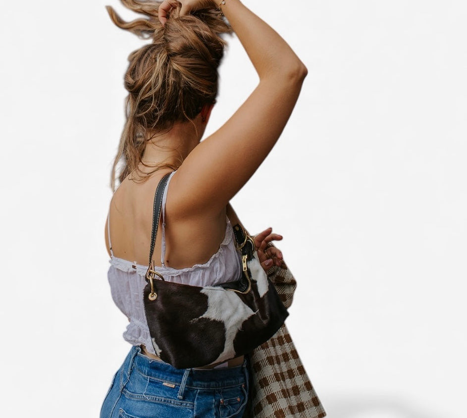 Blair-East West Shoulder Bag, Cow Print