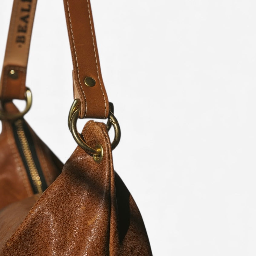 Blair-East West Shoulder Bag, Brown Leather