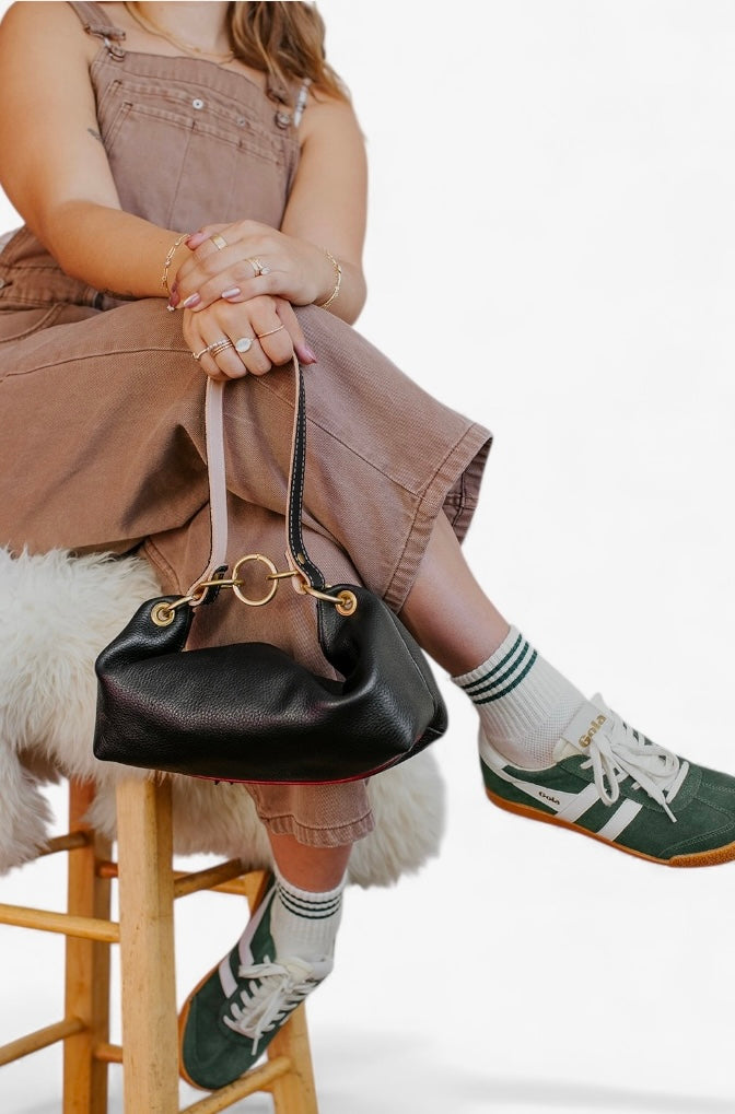 Blair-East West Shoulder Bag, Black Leather