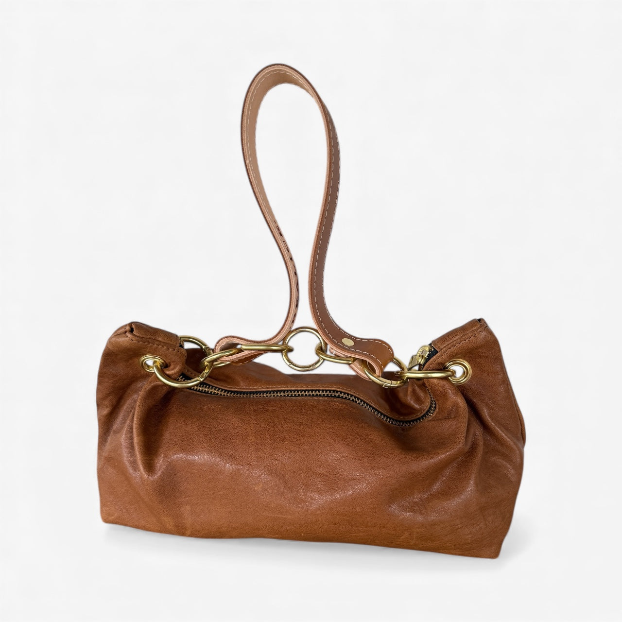 Blair-East West Shoulder Bag, Brown Leather