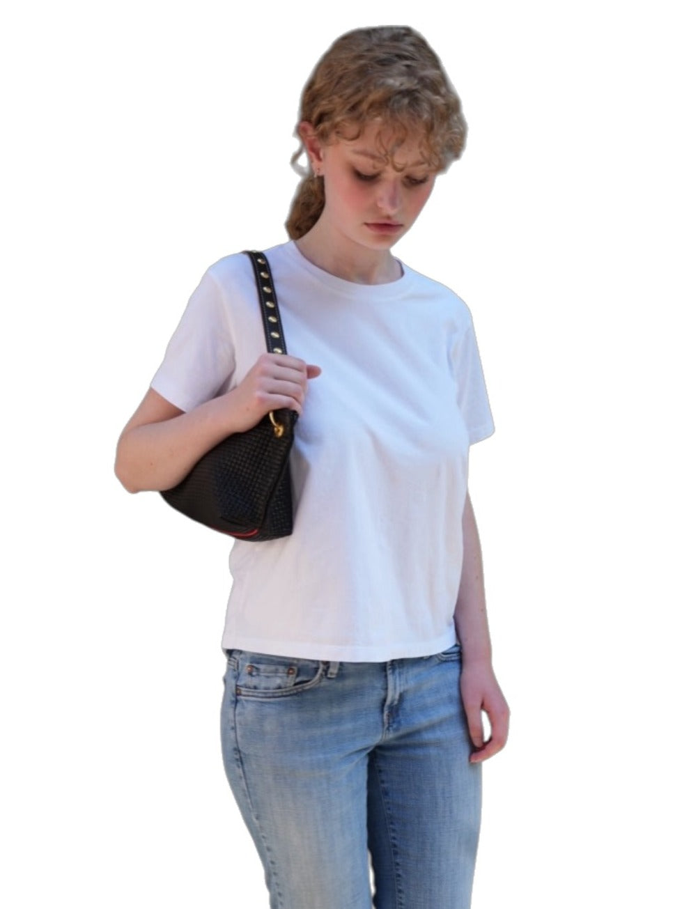 Blair Shoulder Bag, Black Embossed Leather