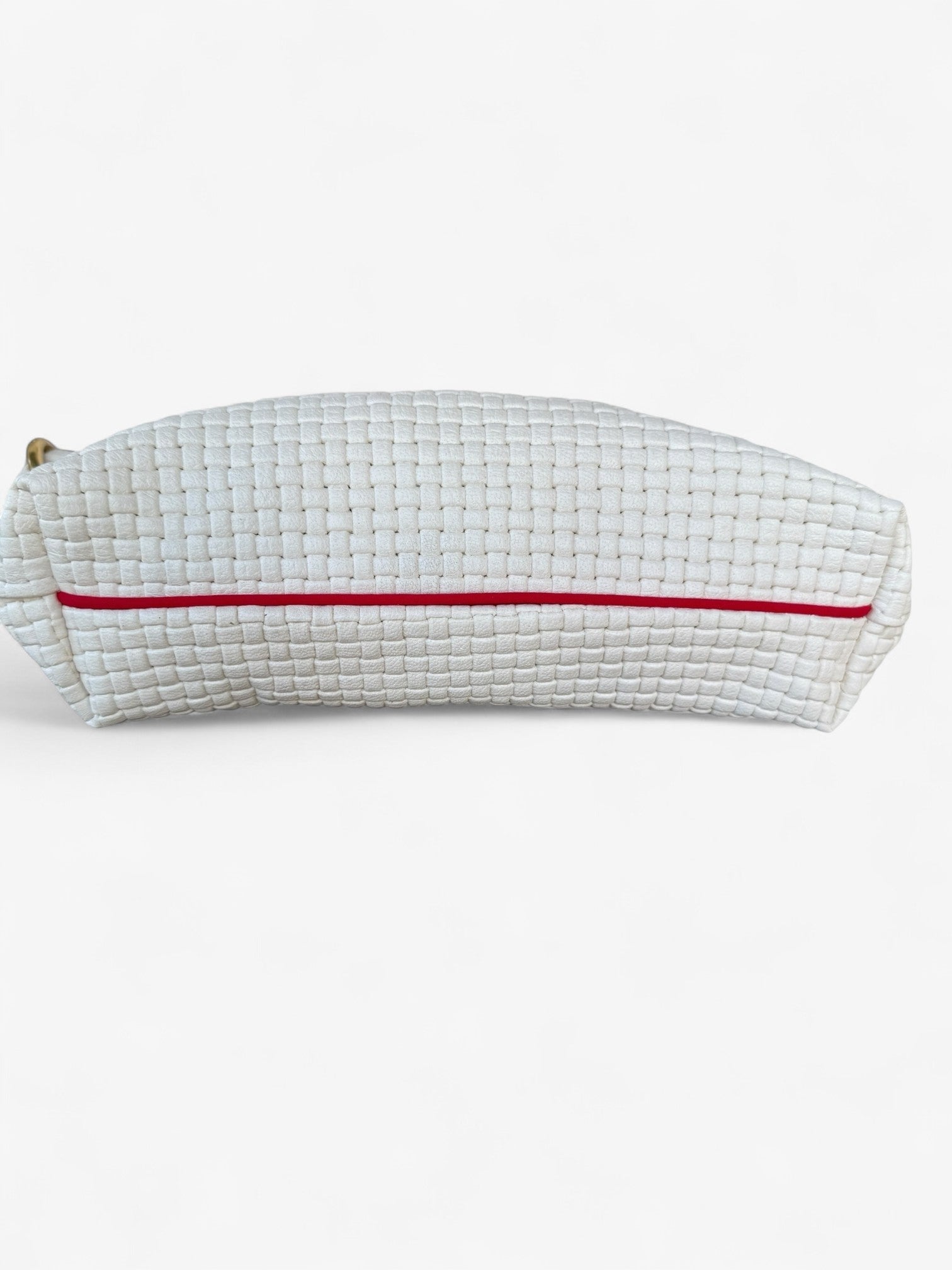 Baby Blair-East West Shoulder Bag, Cream Woven Leather