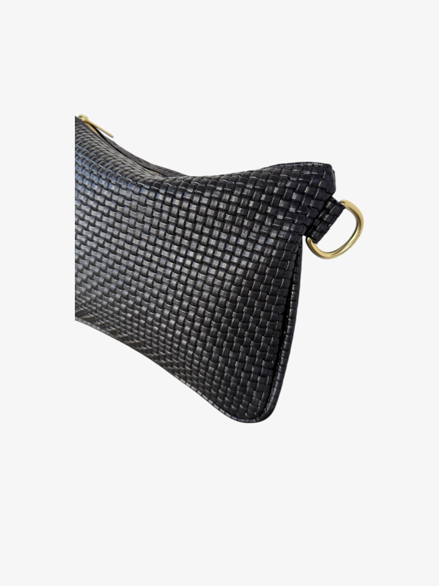 Alice - Black Woven Italian Leather Crossbody Bag | BeAlice