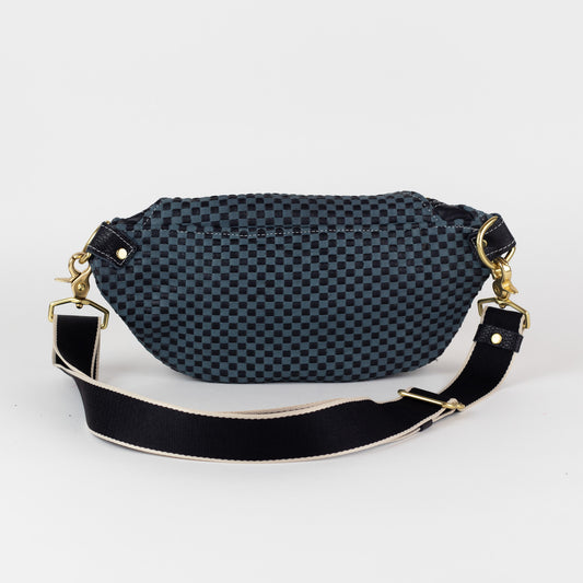 Alex - Black and Blue Checked Italian Leather