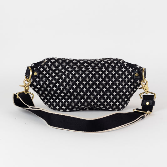 Alex - Black and White Woven Italian Leather