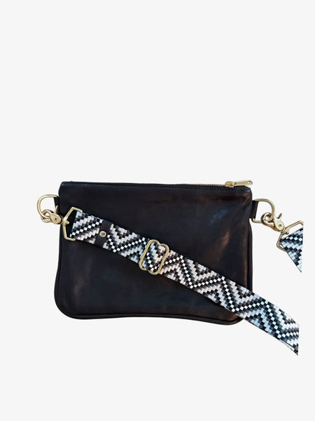 サハバイエリー　マザーズバック　　alice黒 Alice Crossbody Bag, Black Leather