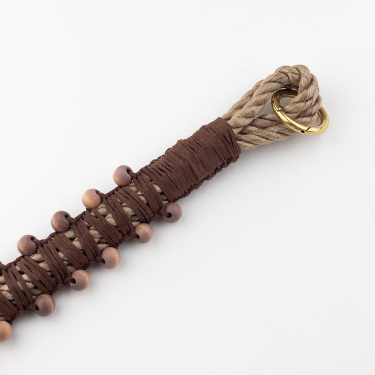 Wooden Bead Shoulder Strap - Brown